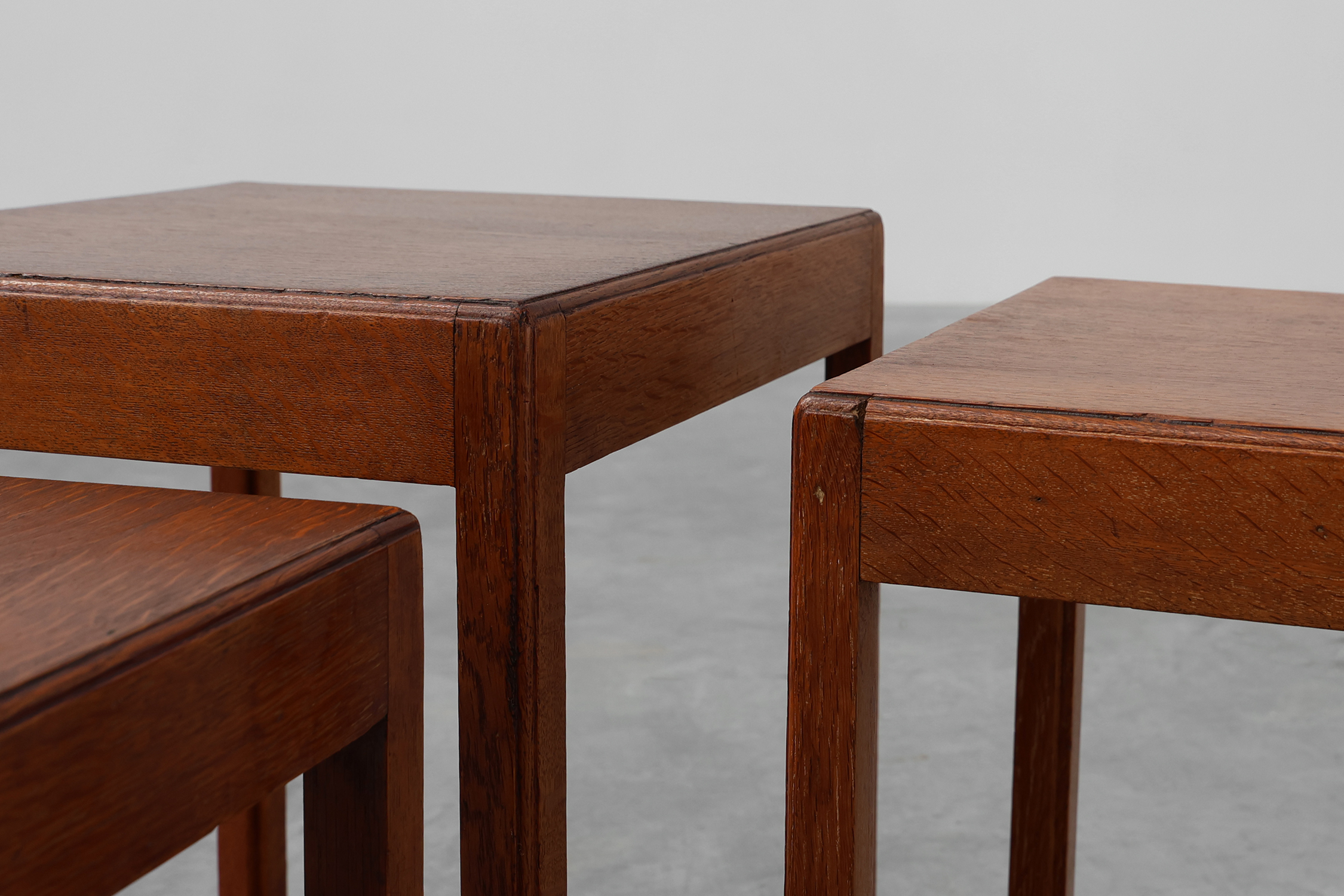 Set of 3 oak wood stacking tables in Art Deco style, France ca. 1925thumbnail